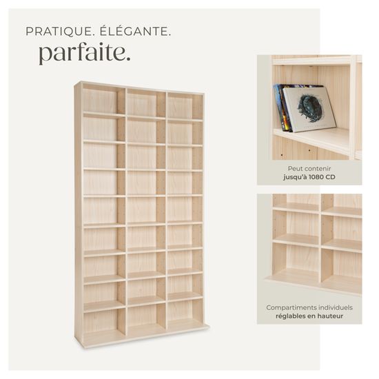 Tectake Meuble De Rangement Cd Dvd 24 Etageres Modulables