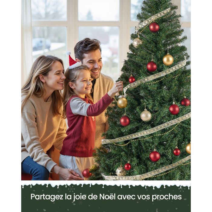 Sapin De Noël Artificiel SONGMICS 180 Cm Vert - Branches PVC Réalistes, Montage Facile, Stable