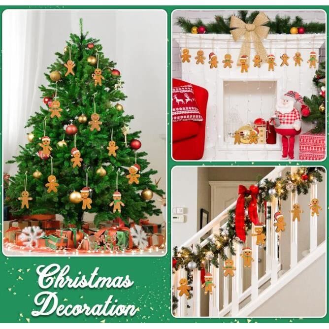 27PCS Decoration Noel Bois Ornements, Boule en Bois Pendentifs