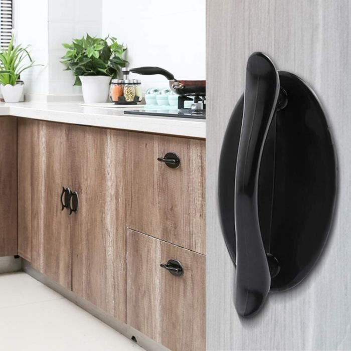 Lot De 10 Poignées De Porte Autocollantes épaisses – Noir, ABS, 95x48x23 Mm – Sans Perçage, Pour Tiroirs, Placards, Armoires