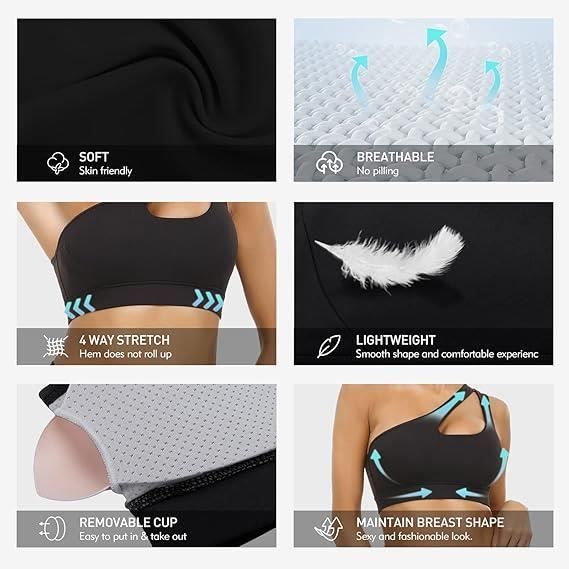 Brassi re de sport antichoc asym trique pour femme Noir