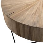 Table Basse Ronde Ethnique En Bois Teck Massif Naturel Pieds