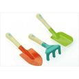 Set de 3 outils de jardinage pour enfant VILAC en bois et métal - pelle, rateau, binette - vert-0