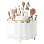 BRAND Boîte de Rangement Maquillage - Organisateur - Rotatif 360° - 5 Compartiments - Transparent - Blanc