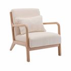 SWEEEK Fauteuil scandinave bois d'hévéa et bouclette texturée Lorens