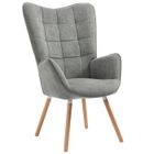 MEUBLES COSY Fauteuil scandinave avec accoudoirs en tissu gris à surpiqûres - FUNKEL
