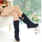 Femme Botte De Marque De Luxe Antidérapant Bottes - AFJ JEEP - Noir - Talons hauts - Grande Plus Taille 43