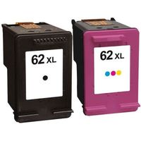 Packs 2 cartouches pour HP 62XL Noire et Couleur Compatible  Premium