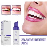 V34 Colour Corrector Foam Teeth Whitening Sensitive Teeth Toothpaste Brighter Teeth in 15 Seconds,Purple Teeth Brightening, (2pcs)