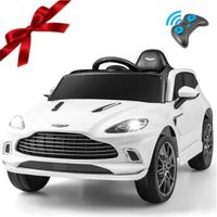 DREAMADE Voiture Électrique Enfants Aston Martin DBX 12V avec Télécommande 2,4 G, Portes Verrouillables, Lumières LED, Klaxon,