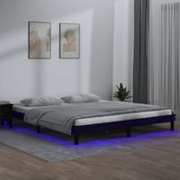 Cadre de lit - VIDAXL - LED noir 150x200 cm - Bois massif - Contemporain