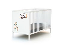 WEBABY - Lit bébé 60 x 120 cm en bois - Réglable 3 hauteurs - Motif Panda