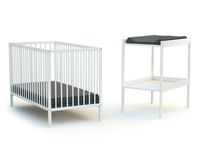 WEBABY - Duo Lit Bébé et Table à Langer Blanc - Sommier réglable 3 hauteurs - Couchage : 60 x 120 cm
