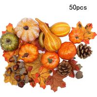 DOJoykey Ensemble De Décoration D'automne, Citrouille Artificielle, Feuilles D'érable, Pommes De Pin, Glands Pour