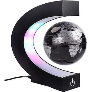 GLOBE TERRESTRE GLOBE TERRESTRE Globe flottant magnétique avec lumières LED colorées en forme de C - Anti-gravité - Carte du monde rotative pour