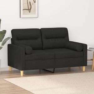 CANAPE RELAXATION Canapé scandinave de relaxation MVS - Canapé 2 places avec oreillers décoratifs noir 120 cm tissu,22,25 Kg