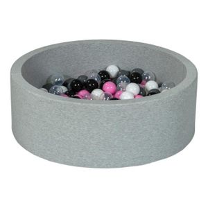 PISCINE À BALLES Velinda - 24151 - Piscine à balles Aire de jeu + 150 balles noir, blanc, transparent, rose clair, gris