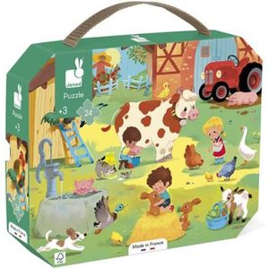 PUZZLE Puzzle enfant - JANOD - Une Journée A La Ferme - 24 pièces - Animaux - Fabrication Française