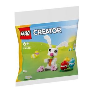 ASSEMBLAGE CONSTRUCTION LEGO Saisonnier 30668 Lapin de Paques Blanc et oeufs colores Decoration scene Set Polybag Creator carte animaux