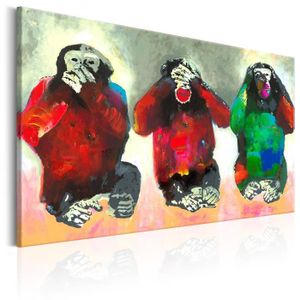 TABLEAU - TOILE Tableau Three Wise Monkeys 60x40 cm - Tableau deco