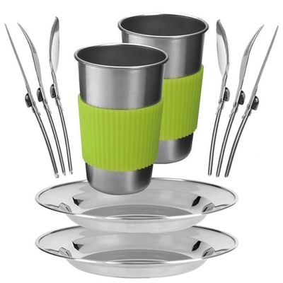 Couteau Fourchette Cuillere 3 En 1 Semptec Pot De Camping: Ensemble De Cuisine De Camping En Acier Inoxydable De 6 Couvert Portable
