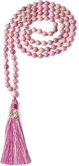 Collier Sautoir En Rhodonite - Perles Roses 6 Mm Nouées - Longueur 48 Cm - Pierre Véritable