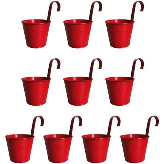 Lot De 2 Pots De Fleurs Suspendus En Fer - Crochet Amovible - Pour Balcon, Clôture, Décoration Intérieure