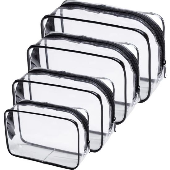 Trousse De Toilette Transparente - Lot De 2 Sacs étanches PVC - Pour Maquillage, Voyage, école - Motifs Fleuris