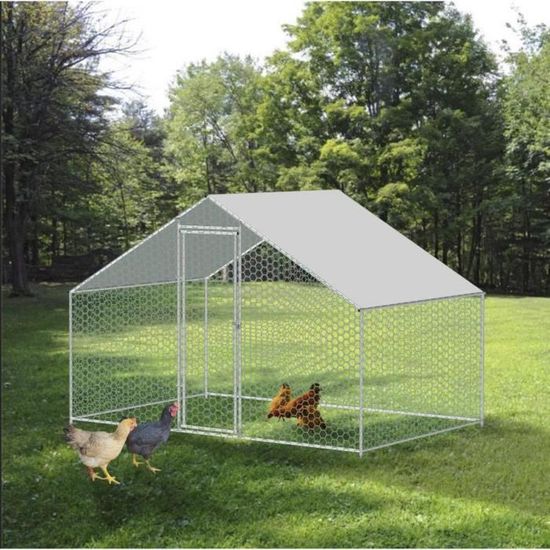 Poulailler Foresta Enclos parc grillagé pour animaux 12 m2 - 7-9 poules -  avec bâche de toit
