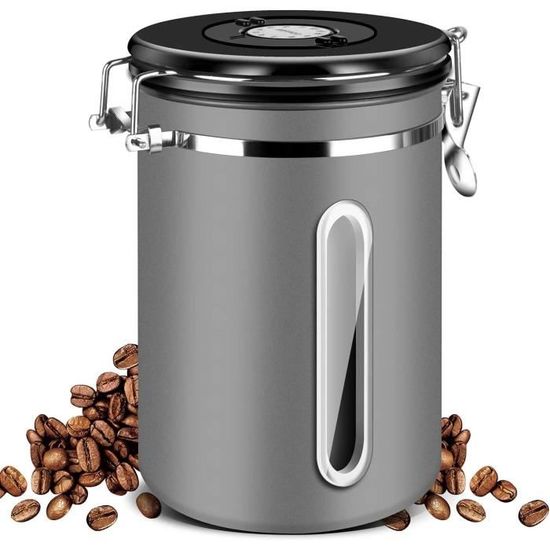 Boîte à Café En émail Crème Avec Couvercle Acier Inoxydable - Premier Housewares - Rangement Hermétique Pour Café, Thé, Biscuits - 3