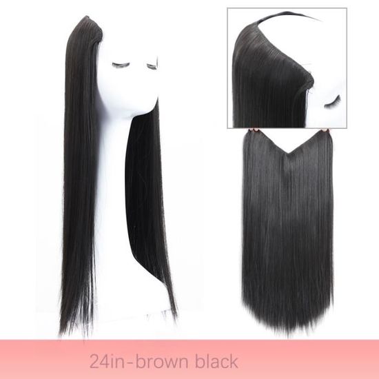 Demi-perruque Synthétique Longue 65cm Noir - Réf. 015 Couleur 1B - Bonnet Moyen Avec 2 Attaches - Neuf