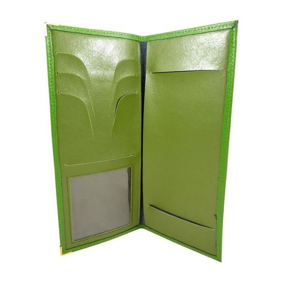 Etui Porte Chequier Long et cartes bancaires (Talon coté) en Cuir Noir