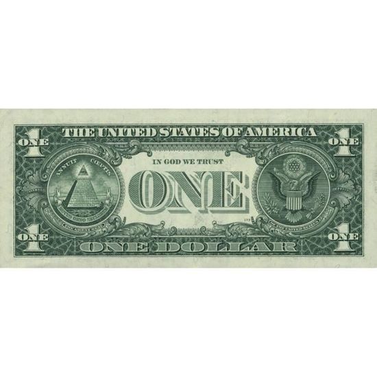 Poster Affiche Un Dollar Americain One bucks Billet Etats Unis 42cm x 99cm
