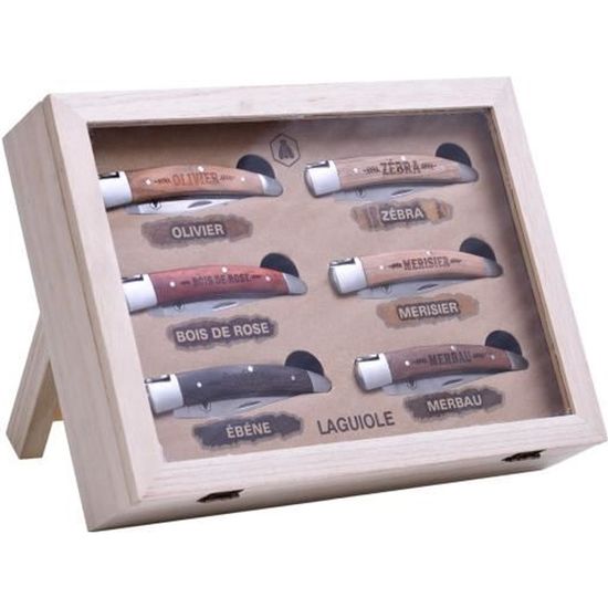 Coffret De 6 Couteaux Laguiole Vintage - Manche Bois, Lame Inox (occasion)