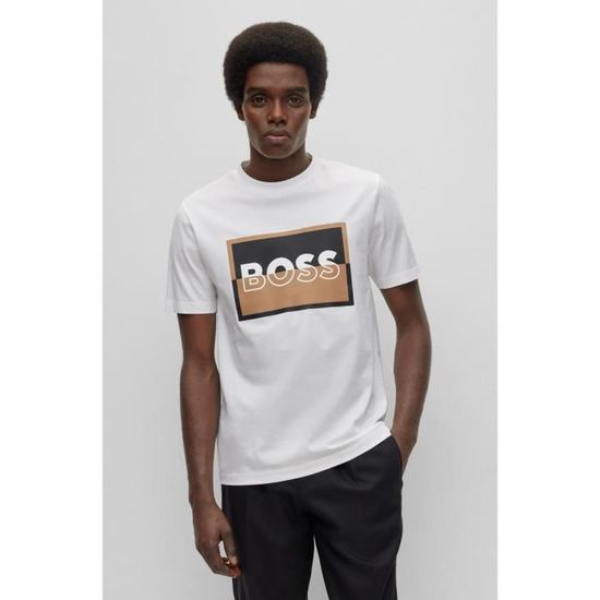 HUGO T-Shirt Small Logo Block Cotone T-Shirt Uomo