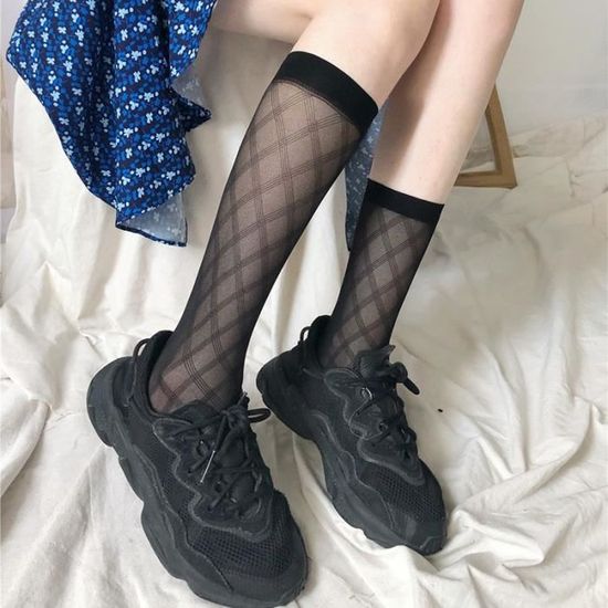 Bas De Cuisse Transparents Rétro Pour Femme - Couture Arrière, Talons Cubains, En Nylon/spandex