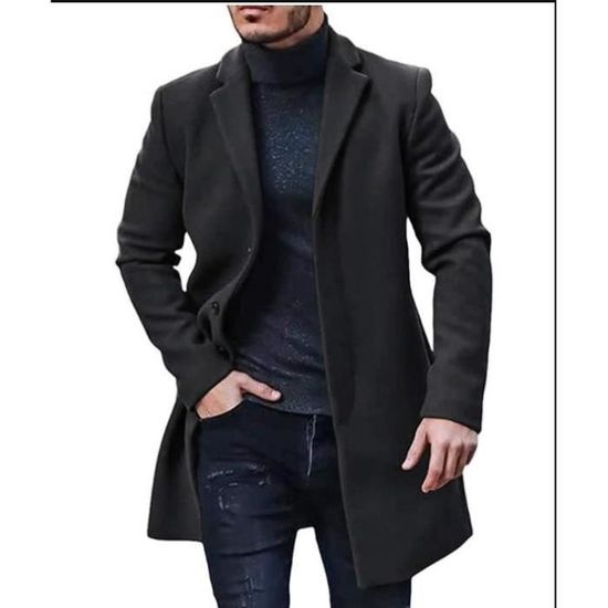 Manteau Hiver Long Homme épais Avec Capuche - Parka Doublé Coupe-vent - Style Cargo Avec Poches Multiples - Automne/Hiver