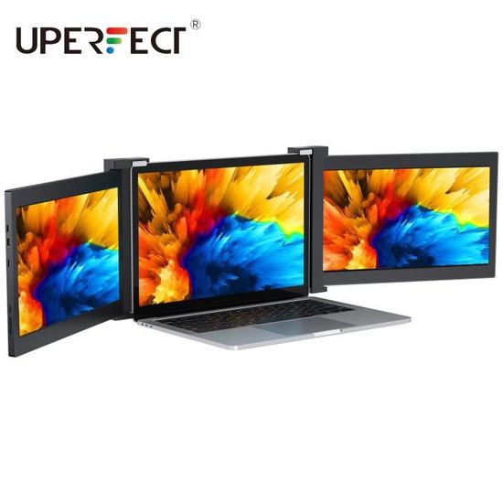 KEFEYA Triple Écran Moniteur Portable 14,1 avec Métallique Robuste