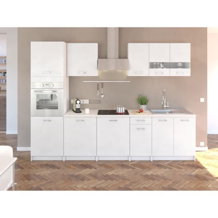 EXTRA Cuisine complète L 300 cm avec colonne - Blanc mat