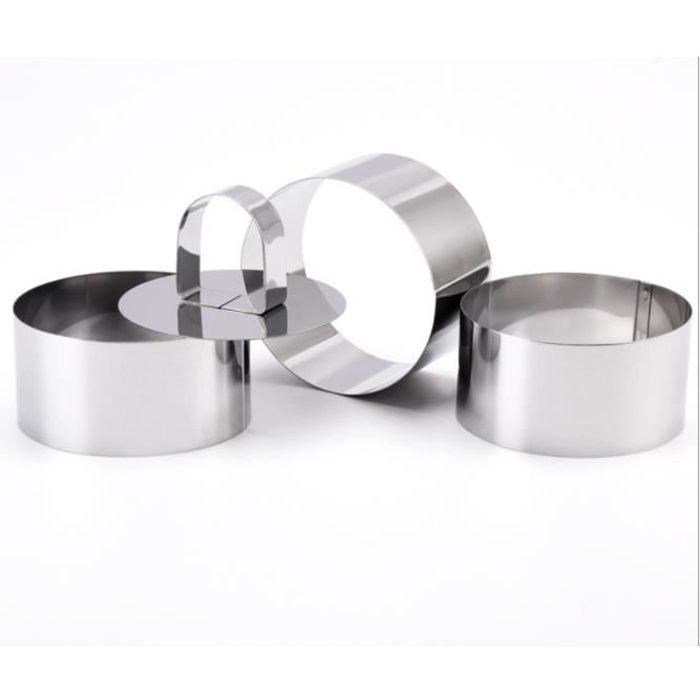 Emporte-Pièces avec Poussoir - Acier Inoxydable - présentation de table - Parfait pour gâteaux, gratins, entrées - Cercles