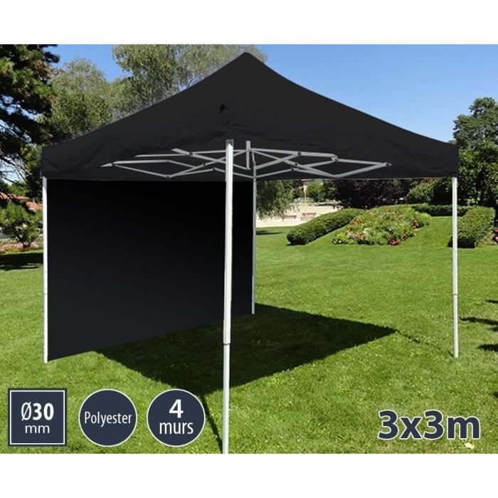 TENTE BARNUM PLIANT 3X3 NOIR LOISIRS + 4 MURS