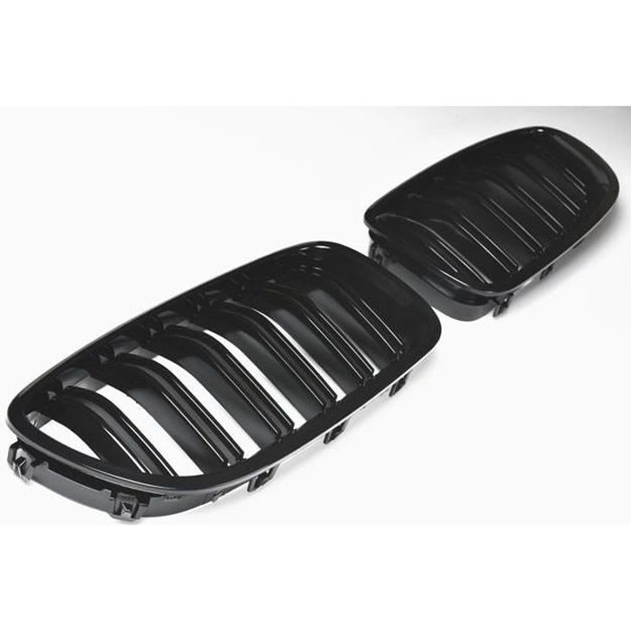 2 GRILLE DE CALANDRE DOUBLE LAME NOIR BRILLANT LOOK M5 BMW SERIE 5 F10 F11
