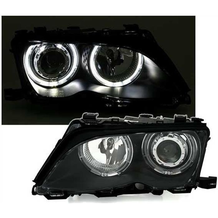 2 FEUX PHARE AVANT ANGEL EYES LED BLANC BMW SERIE 3 E46 BERLINE PHASE 2 DE 10/2001 A 03/2005