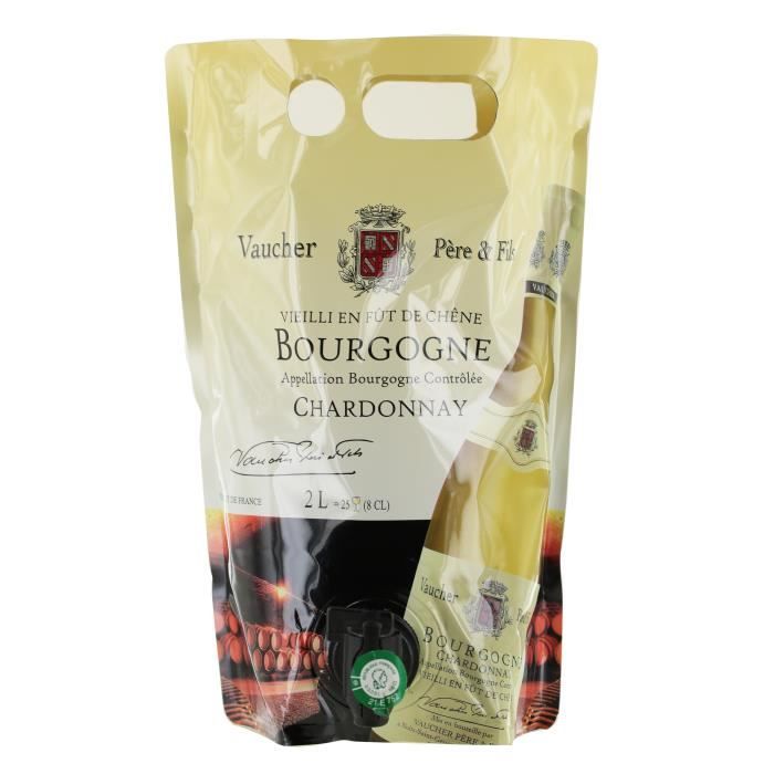 VAUCHER Chardonnay Vin de Bourgogne - Blanc - Vieilli en fût de Chêne - 2 l