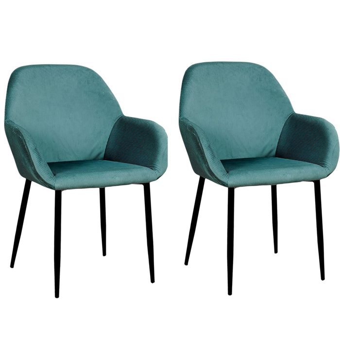 2 Fauteuils de table design velours Giulia - Bleu canard