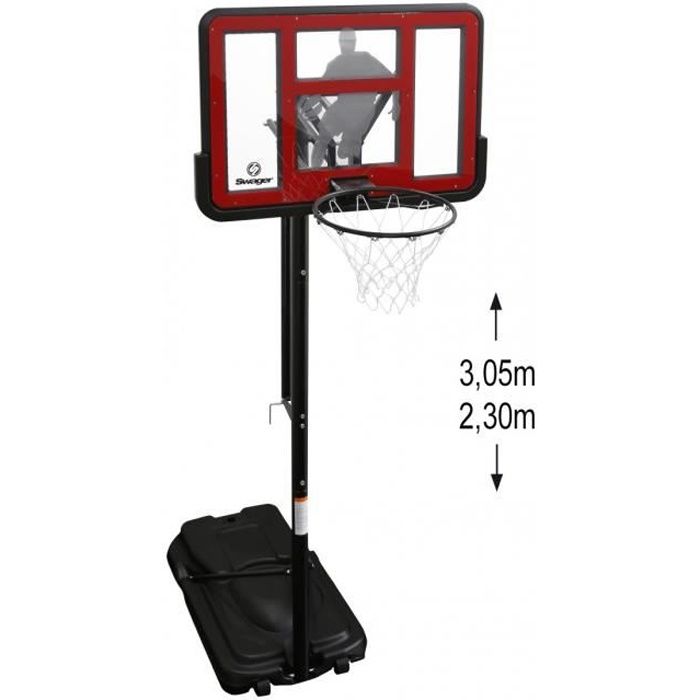 Panier de Basket Swager King Deluxe sur Pied, Mobile et hauteur réglable de 2.30m à 3.05m - Basketball