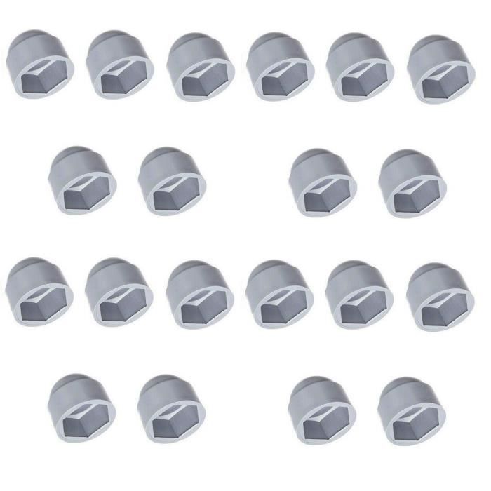 20x CACHE ECROU GRIS DIAMETRE M6 CLE HEXAGONALE 10MM CAPUCHON BOUCHON PLASTIQUE VIS AUTO 6MM