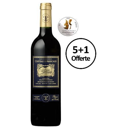 Réserve du Comte 2015 du Château d'Arricaud - lot de 6 bouteilles de 75cl - 5+1 offerte - Graves rouge - Bordeaux