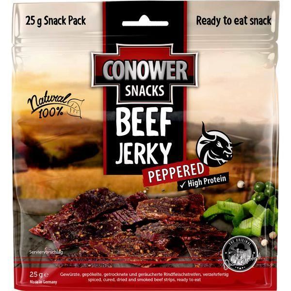 15x Conower Beef Jerky Snacks Peppered High Protein 25g