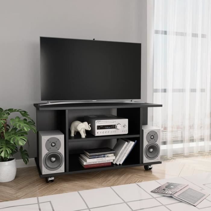 Luxueux Magnifique-MEUBLE TV moderne - MEUBLE HI-FI Salon avec roulettes Noir 80 x 40 x 40 cm Aggloméré